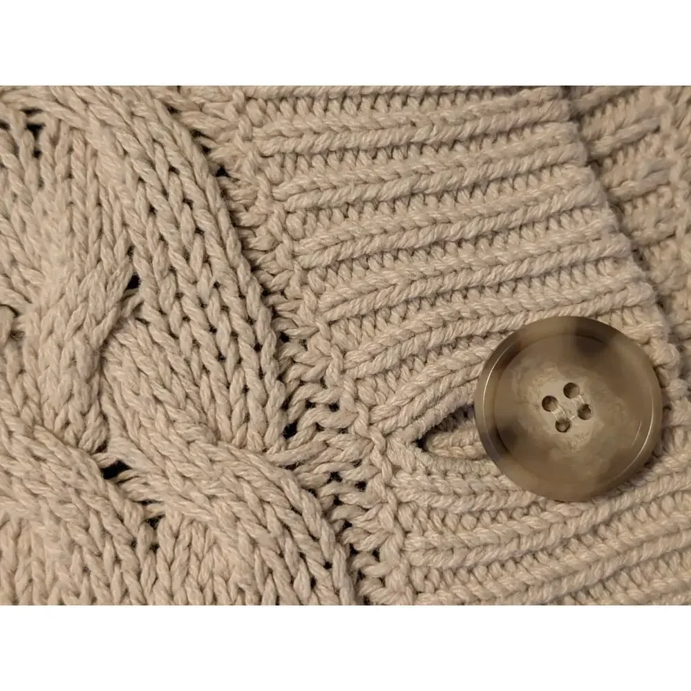 Reformation Annie Cable Knit Cropped Cardigan - Cream - Size Small - Picture 5 of 12